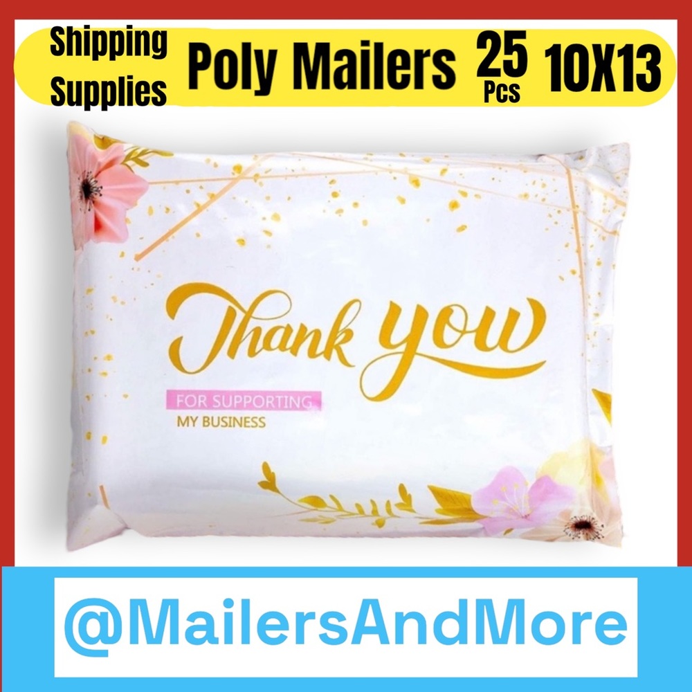 25 10X13 Poly Mailers Thank You Flowers Shipping Envelopes Bags PRICE IS FIRM - Picture 5 of 12